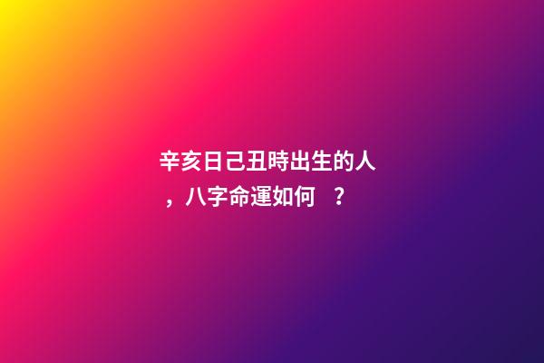辛亥日己丑時出生的人，八字命運如何？